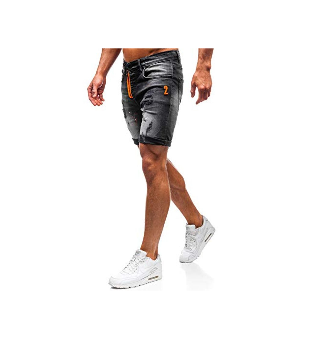 Fashion BOLF Hombre Pantalón Corto Pantalones Vaqueros Pantalón de Mezclilla Denim Shorts Bermudas Pantalón de Algodón Estilo Urbano RWX 3002 Negro 31 [7G7]