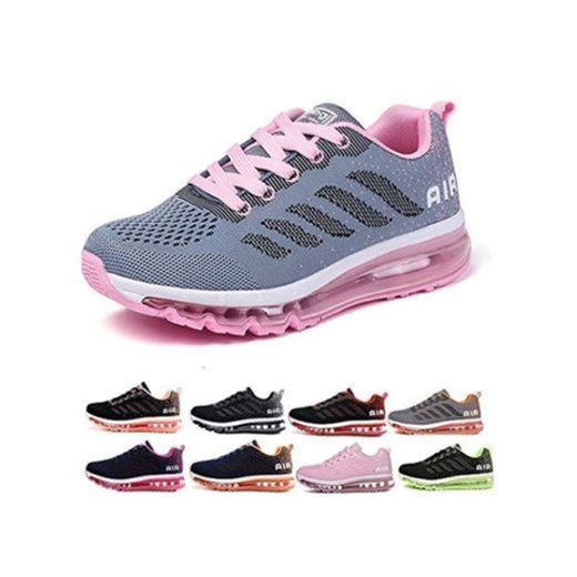 Air Zapatillas de Running para Hombre Mujer Zapatos para Correr y Asfalto Aire Libre y Deportes Calzado Unisexo Gray Pink 38