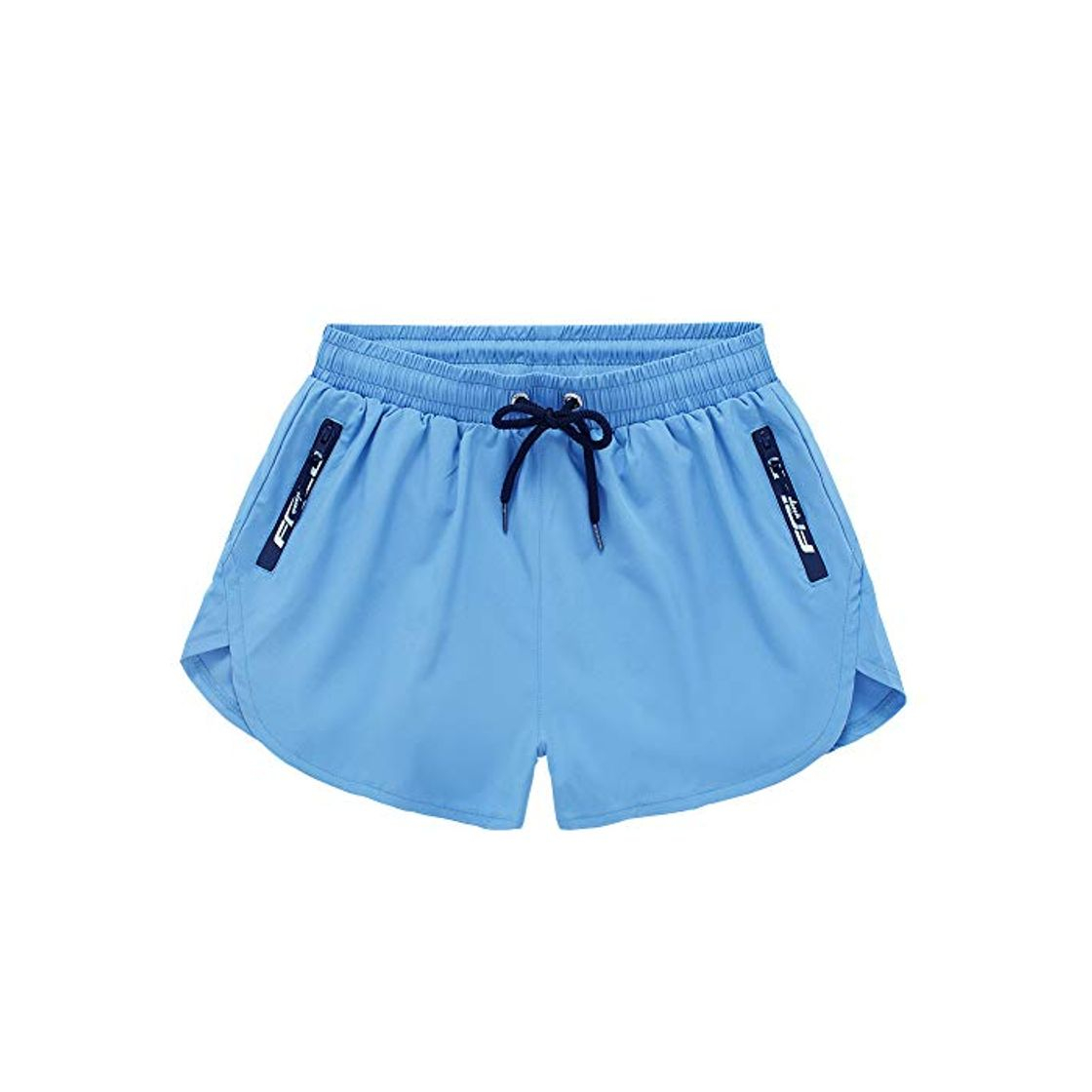 Moda Meerway Bañador Hombre Bañadores de Natación para Hombre Pantalón Cortos Shorts Trajes de Baño Cortos 2 in 1 Quick Dry Cremallera Bolsillo Azul