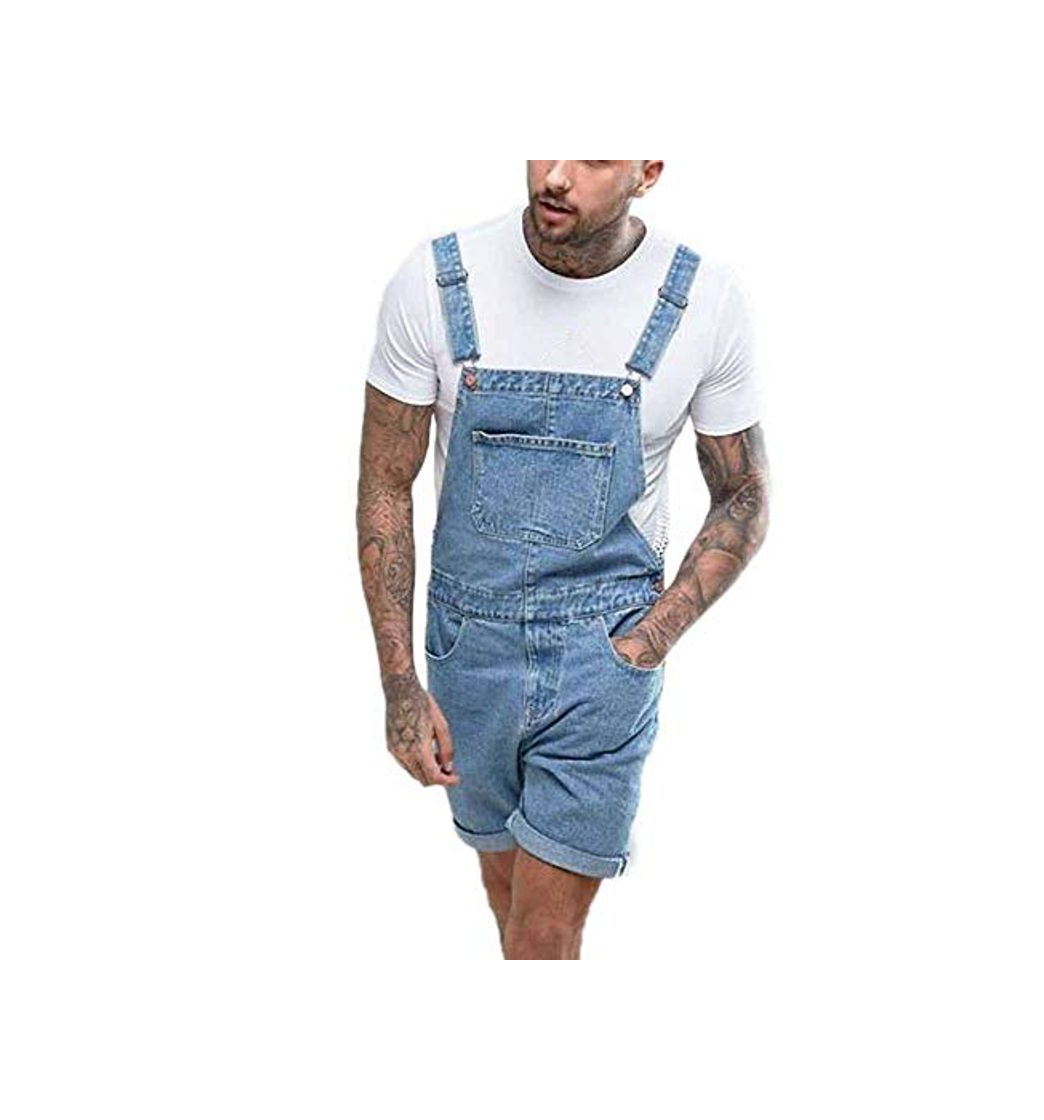 Fashion Shorts de Mezclilla de la Moda de los Hombres Monos Traje Retro Shorts Jeans Bib Overoles