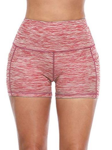 Cadmus - Pantalones cortos de fitness para mujer con bolsillos laterales Rojo