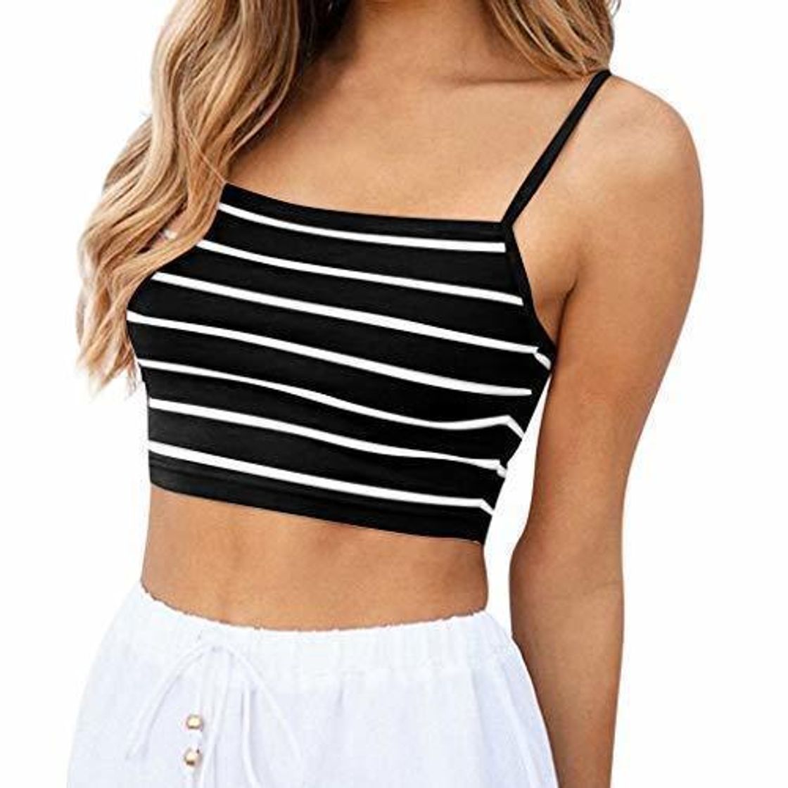 Social POLP Crop Top Camiseta sin Mangas para Mujer Camiseta de Tirantes de