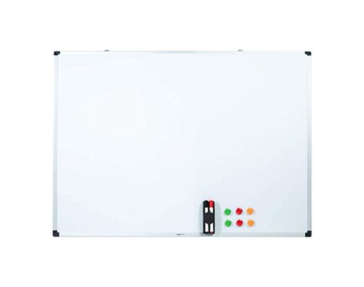 AmazonBasics - Pizarra blanca magnética con bandeja para rotuladores y marco de