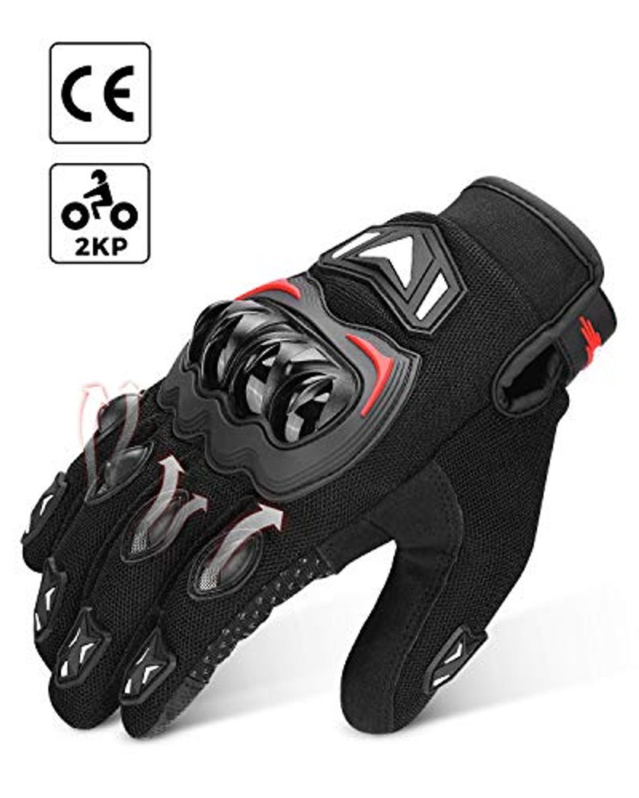 Products Guantes Moto Verano Hombre Mujer Transpirables Guantes Pantalla Táctil de Moto Antideslizante Guantes para Moto con Protección Dedo Completo