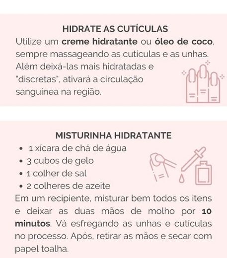 misturinha para hidratar as cutículas 