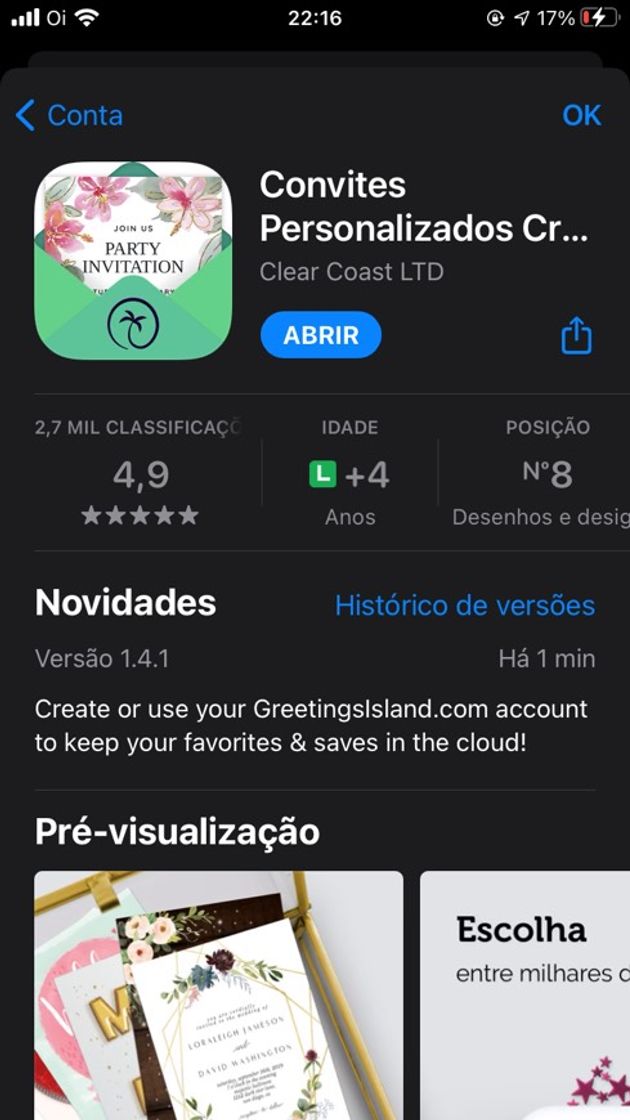 App Convite para edição grátis 