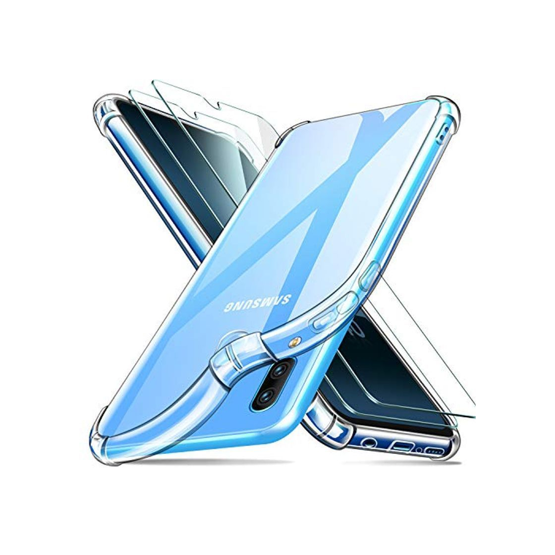 Social ivencase Samsung Galaxy A40 Funda+[2 Pack] Cristal Templado