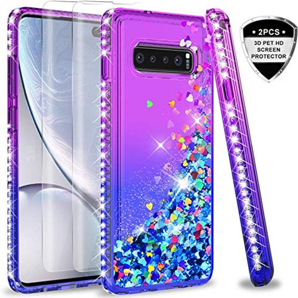 Social LeYi Funda Sam S10 Silicona Purpurina Carcasa,Transparente Cristal Bumper Telefono Gel Fundas