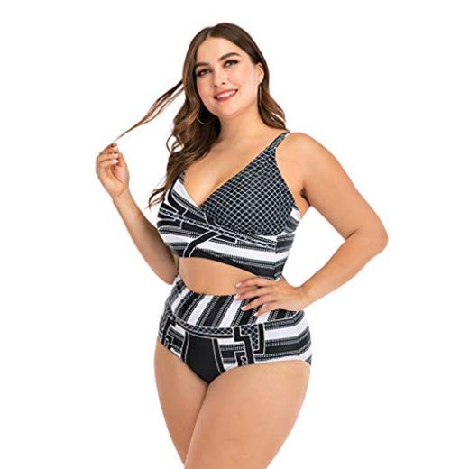 Overdose Traje De BañO para Mujer con Relleno Push Up Estampado Moda Una Pieza Ropa De Playa Monokini BañAdor Deportivo Vintage Verano Tallas Grandes 5XL