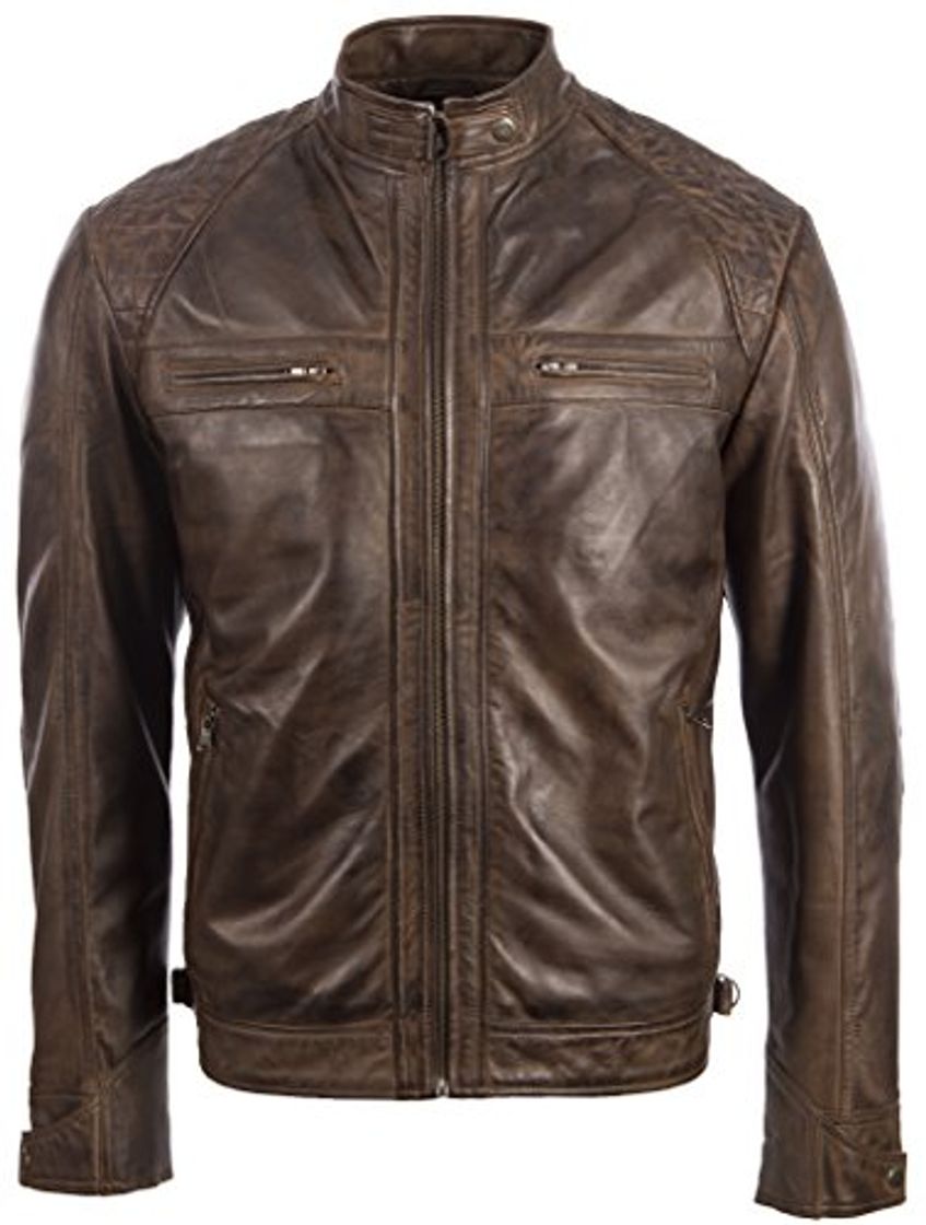 Fashion Aviatrix Chaqueta Biker De Cuero Autentica para Hombre con Diseno De Hombros