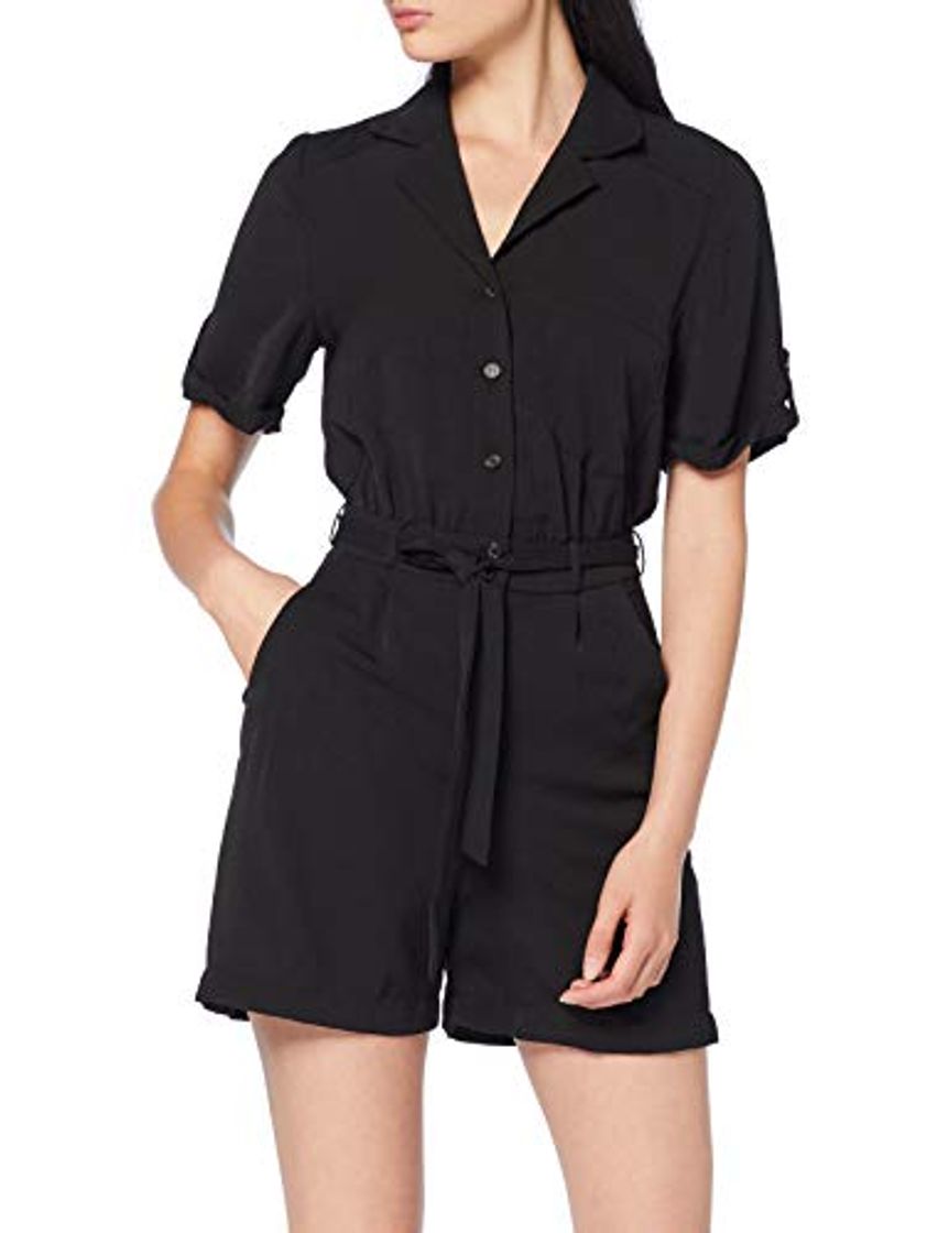 Moda Marca Amazon - find. Mono Manga Corta Mujer, Negro