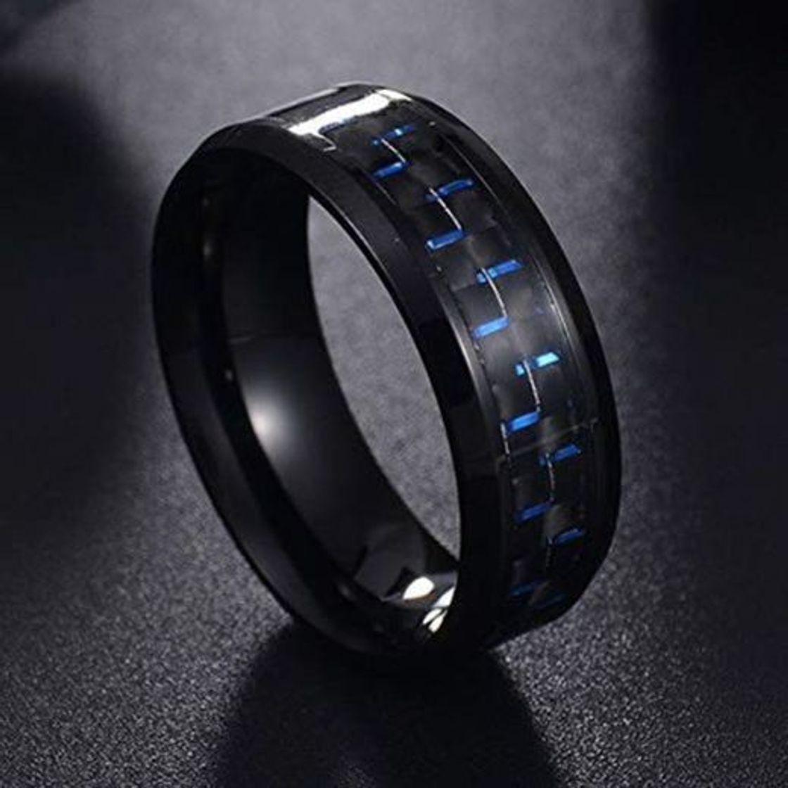 Moda WZYMNJZ Titanio Acero Negro Fibra De Carbono para Hombre Anillos Frescos Moda Rojo Azul Anillo Joyería Anel Masculino