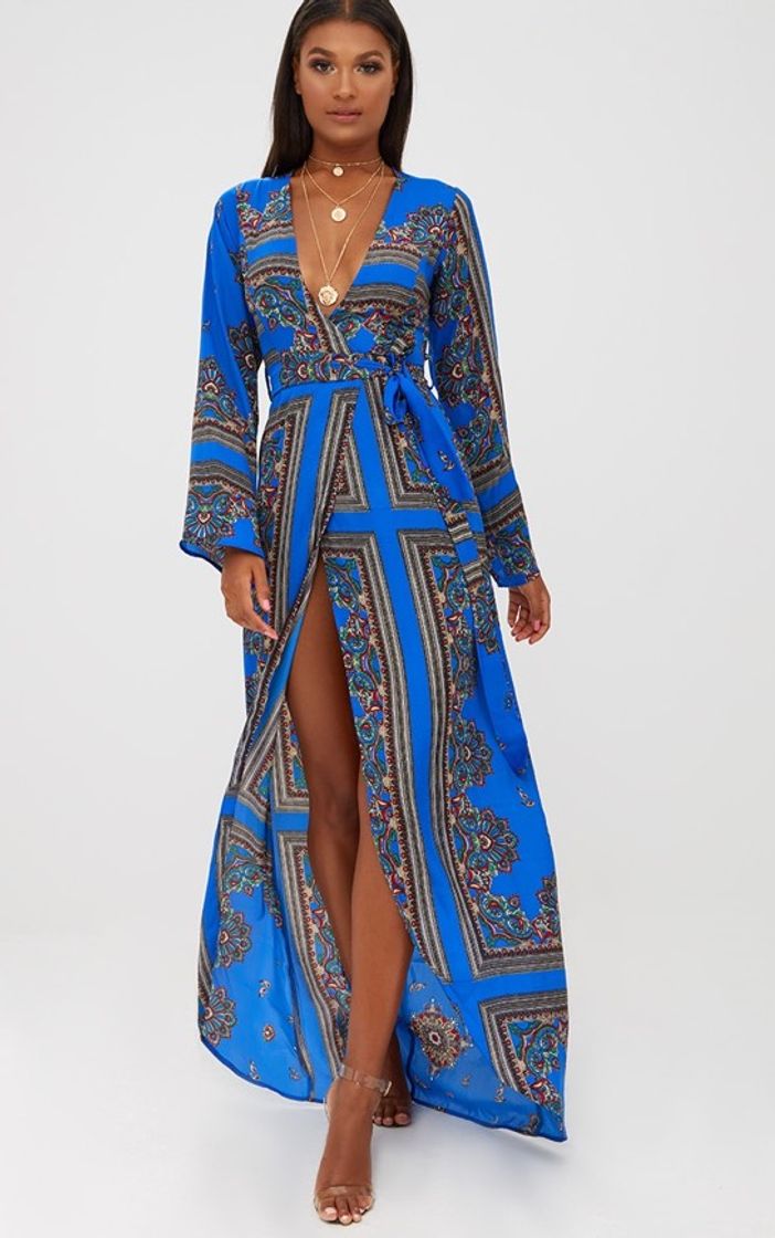 Moda Blue Satin Kimono 