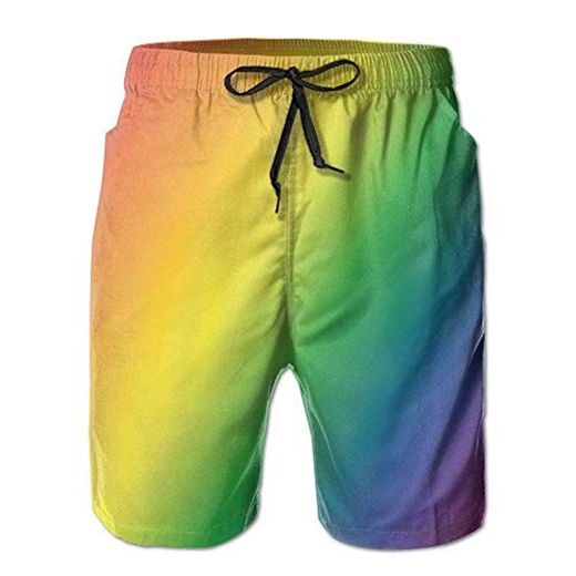 Belongtu Men's LGBT Pride Flag Gradient Quick Dry Summer Beach Surfing Board Shorts Swim Trunks Cargo Shorts Hombres Shorts de Playa Pantalones de Playa