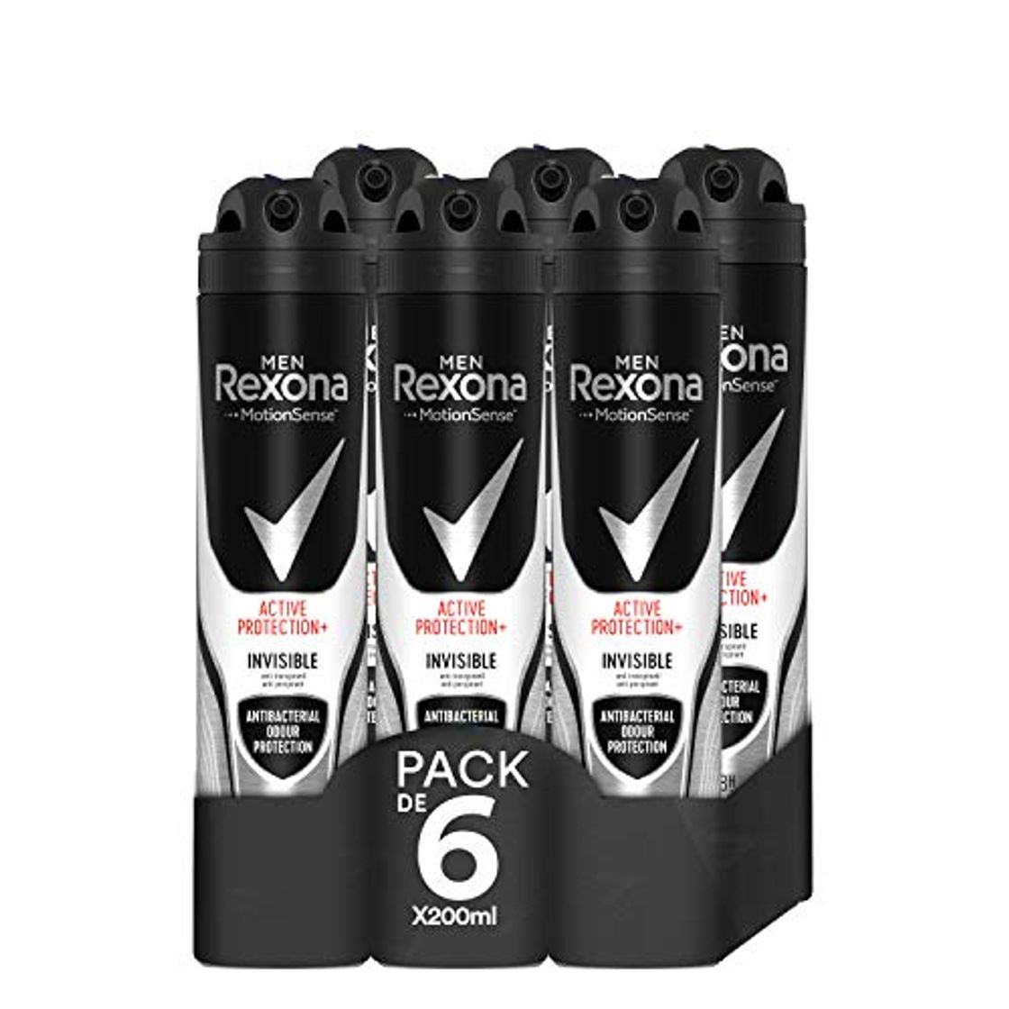 Social Rexona Active Pro+ Desodorante Antitranspirante Invisible, Hombre - Pack de 6 x
