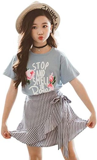 4-14 Años,SO-buts Niña Niñas Verano Letra Camiseta Tops