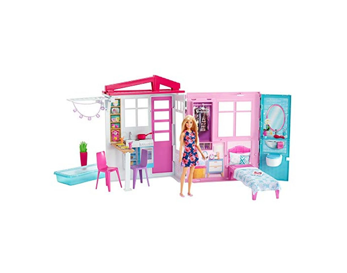 Barbie Casa portátil con piscina, casa de muñecas