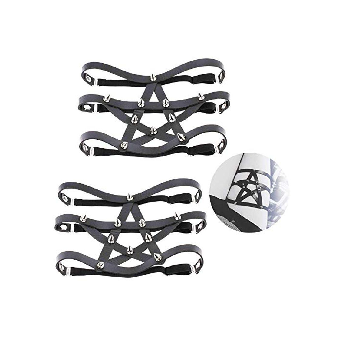 Social Daimay 2PCS Pentagramas góticos del Pentagrama Anillo Pierna Pierna Elástica Punk arnés