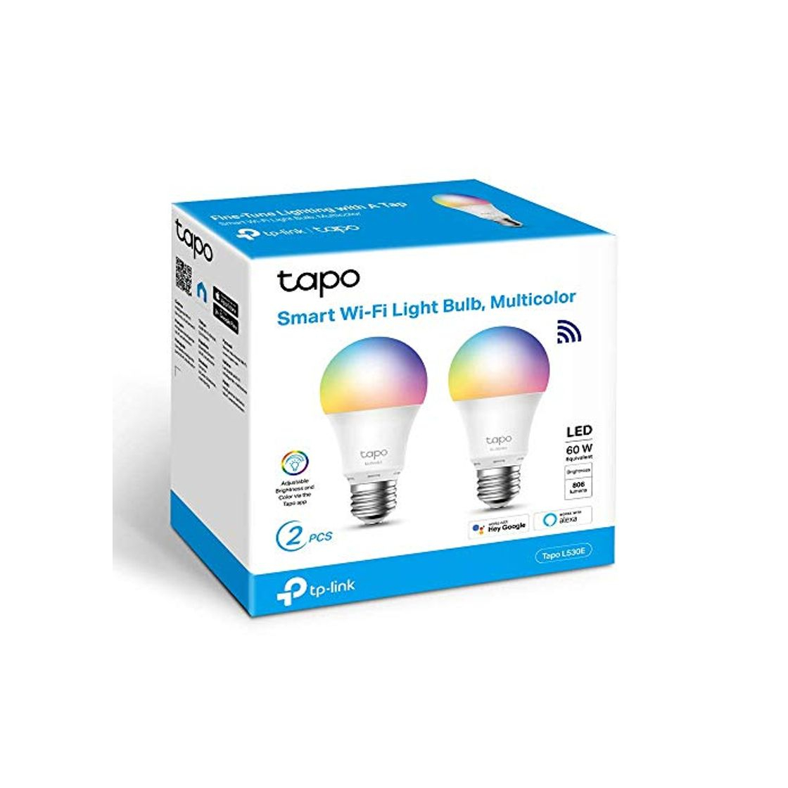 Home TP-Link Tapo- Bombilla LED Inteligente, Bombilla WiFi, Multicolor, Regulable, E27, 8.7W 806lm,