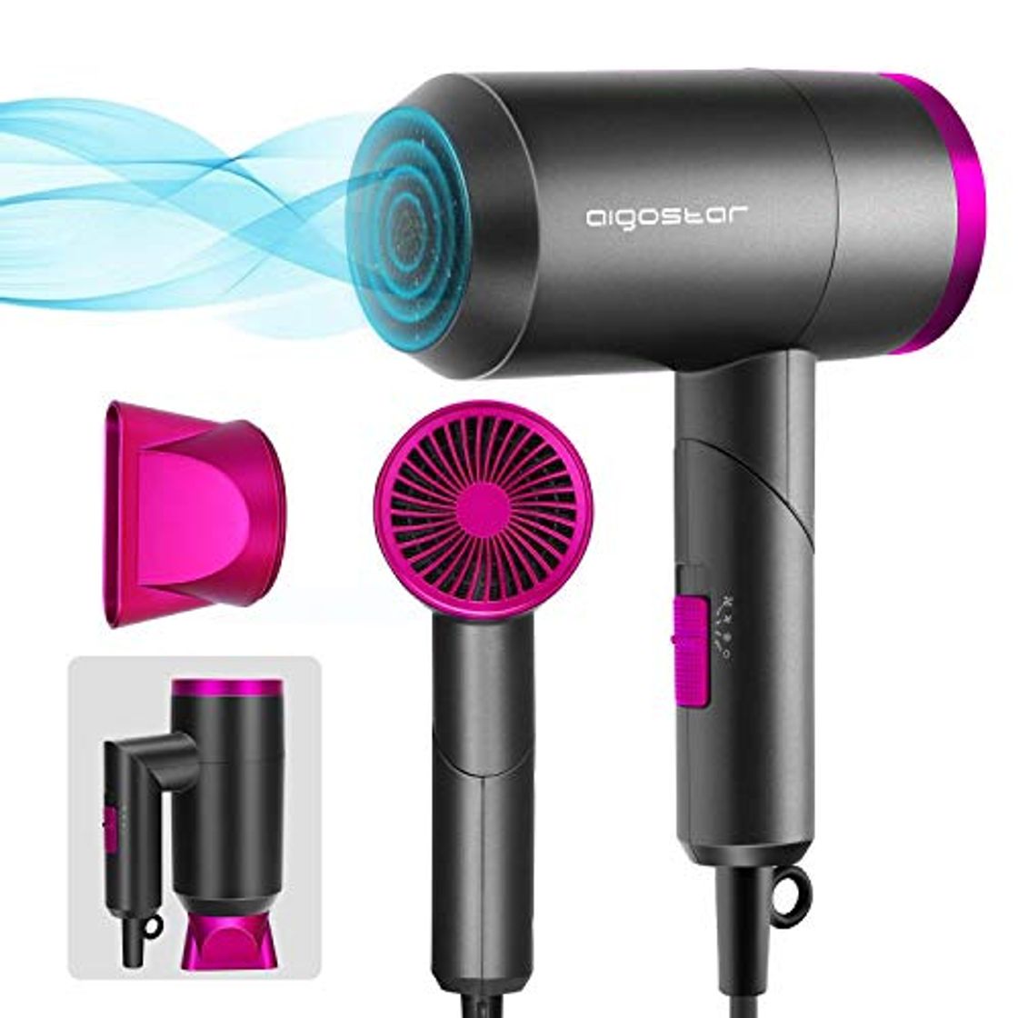 Producto Aigostar Diane 32QYD - Secador de pelo, 1800W, ocupa poco espacio