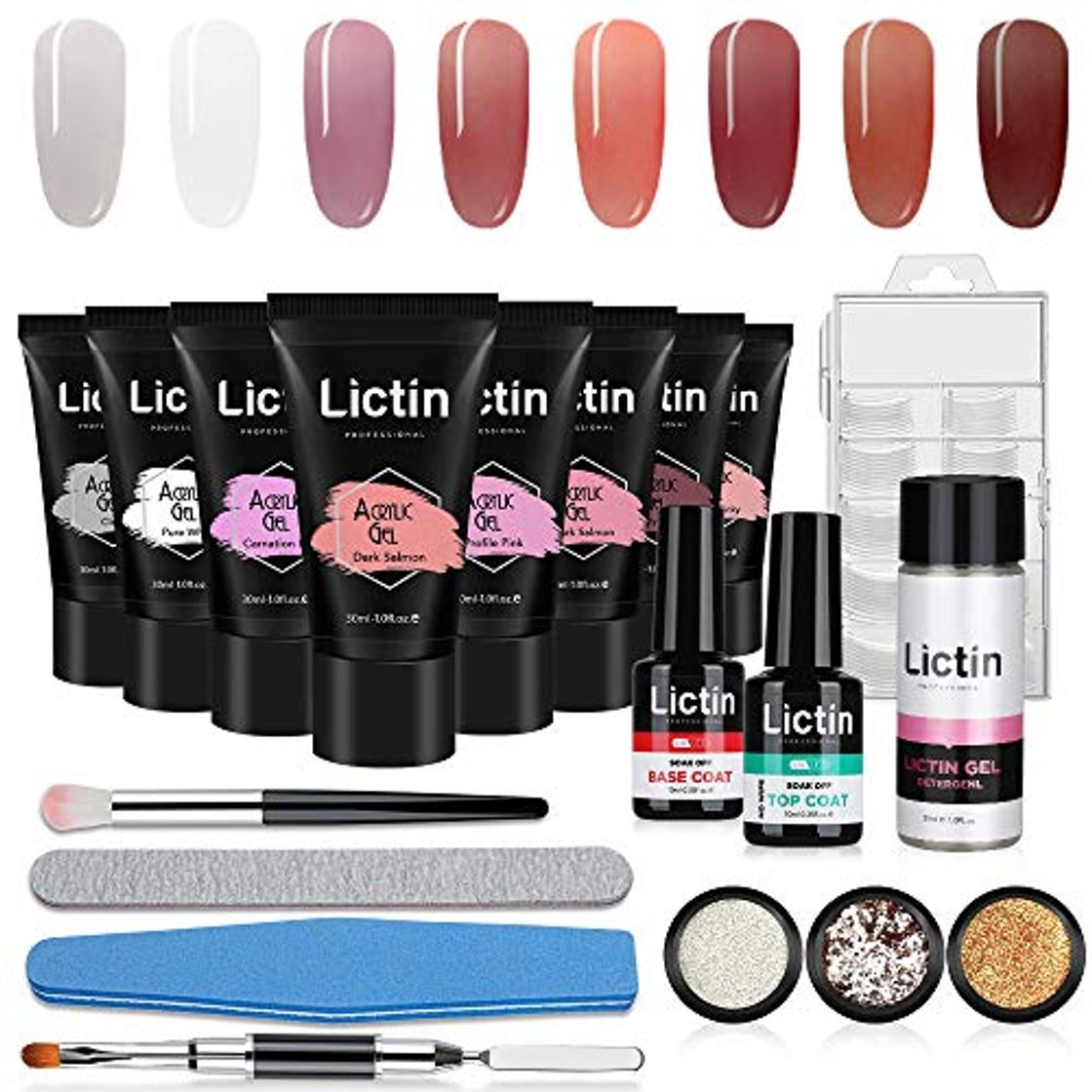 Social Lictin Kit Gel de Extensión de Uñas- 8 Colores Kit Poly Gel