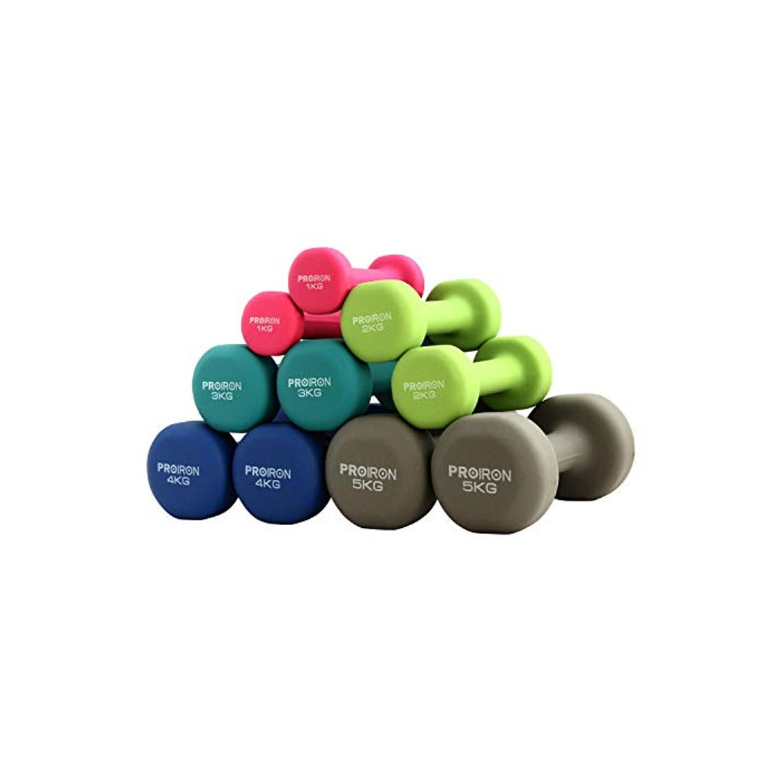 Social PROIRON Mancuernas de Neopreno -Mancuernas con Revestimiento de Neopreno 2 x 5