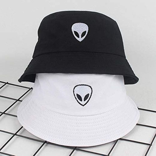 Chutoral Negro Blanco Sólido Alien Bucket Hat Unisex Gorras Hip Hop Hombres