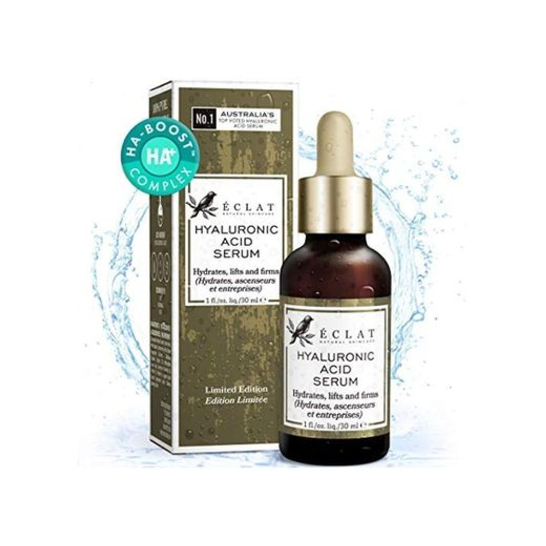 Social Sérum Ácido Hialurónico Eclat – Hidratante de Ácido Hialurónico puro 100% Sérum Antiedad para Eliminar Líneas de Expresión y Arrugas Hidratación Suave y Fácil Absorción Para Rostro y Ojos