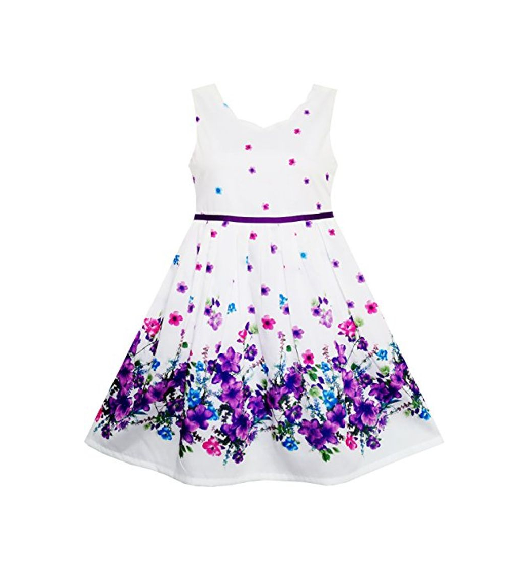 Fashion Vestido para niña Elegante Princesa Blooming Flor en Viento 7 años