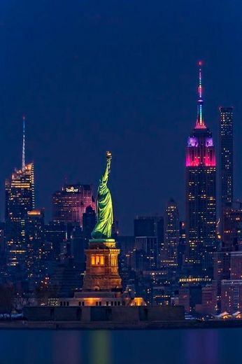 Empire State and Statue of Liberty