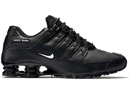 Nike Mens Shox NZ Black White Leather Trainers 44