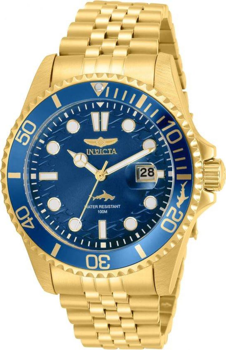 Moda Relógio Invicta Pro Diver 30612 Dourado Mostrador Azul