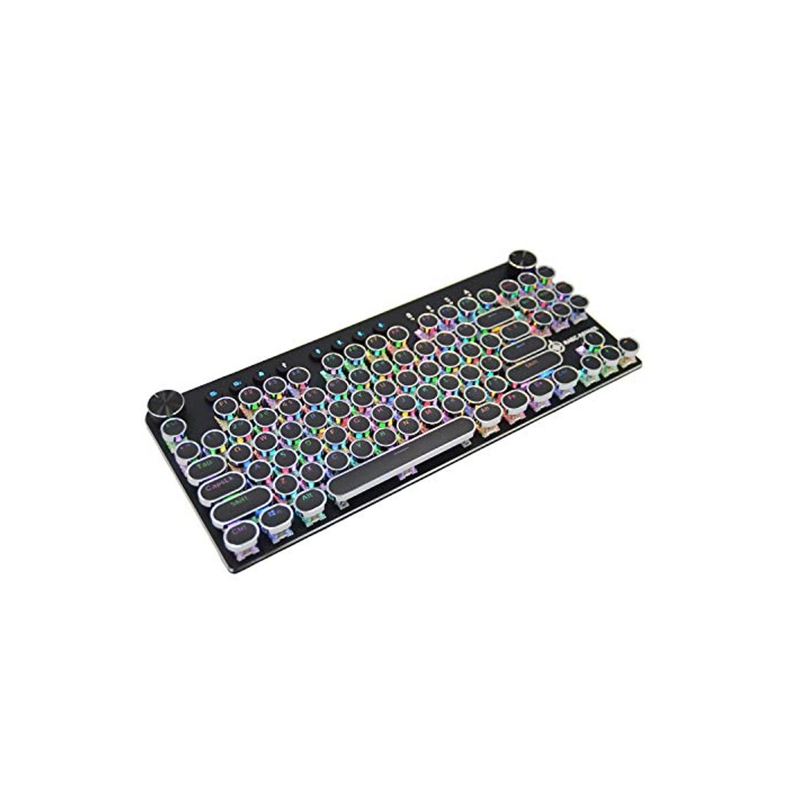 Product Teclado mecánico Retro Bluetooth Wireless/Wired Juego Multi-Dispositivo Teclado-Azul-Interruptor de luz Trasera LED-87