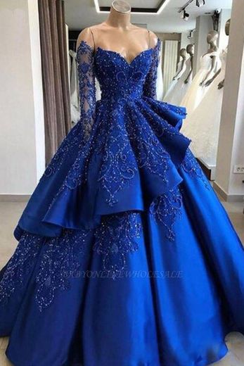 Vestido azul luxuoso