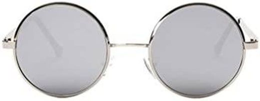 OULII Óculos de sol vintage com armação de metal redondo