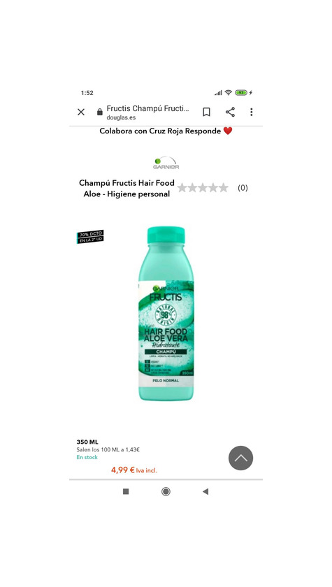 Productos Champú Fructis Hair Food Aloe