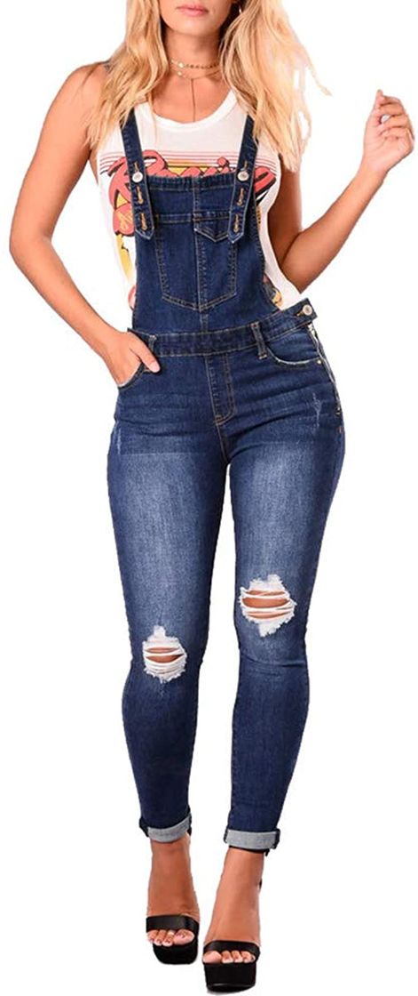 Social Xinvivion Mujeres Jeans Rasgado Overoles De Mezclilla