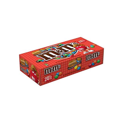 M&M'S Peanut Butter Chocolate Candy Singles Size 1.63-Ounce Pouch 24-Count Box