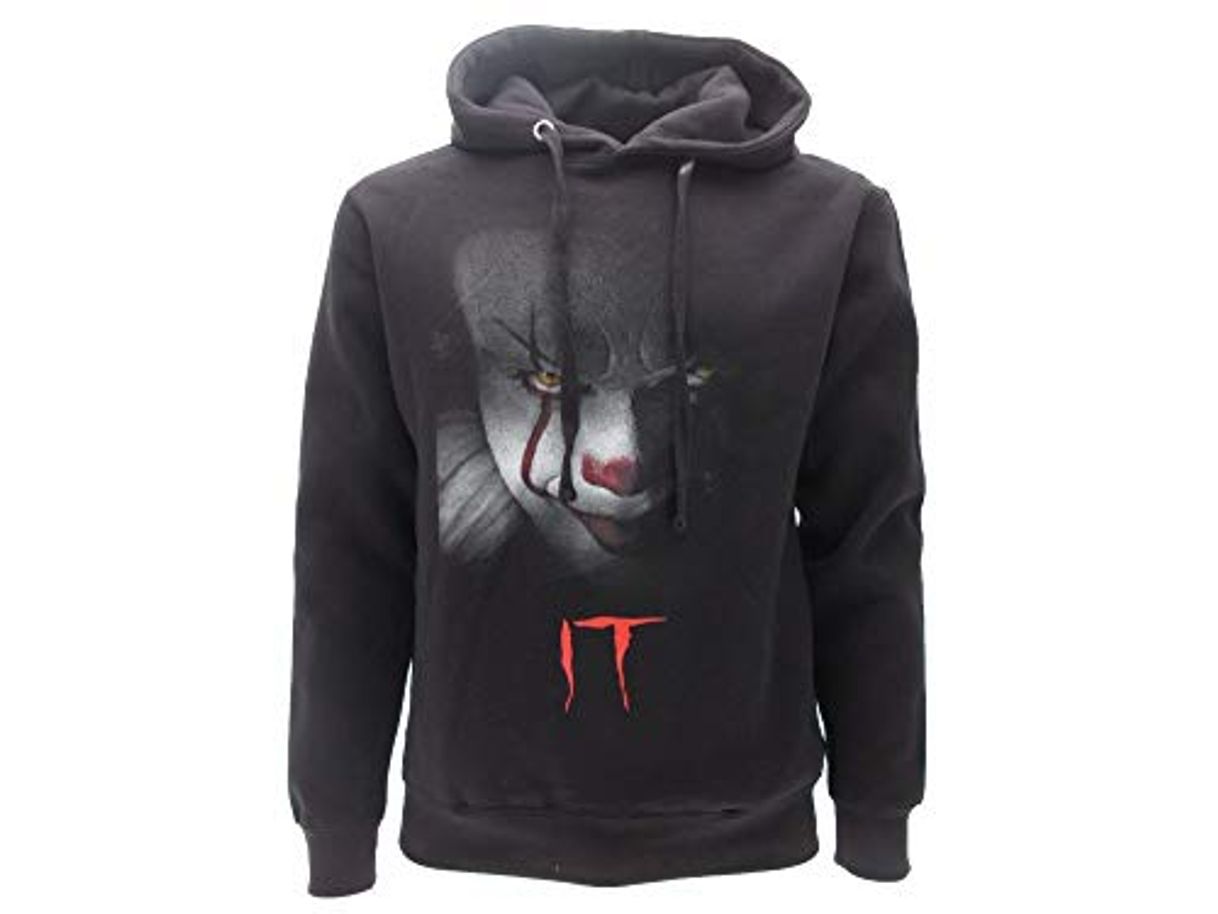 Moda Sudadera con Capucha Negra IT Clown Payaso Cara Sonreír Oficial Stephen King