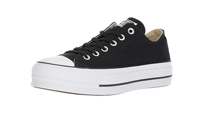 Fashion Converse Chuck Taylor CTAS Lift Ox Canvas, Zapatillas para Mujer, Negro