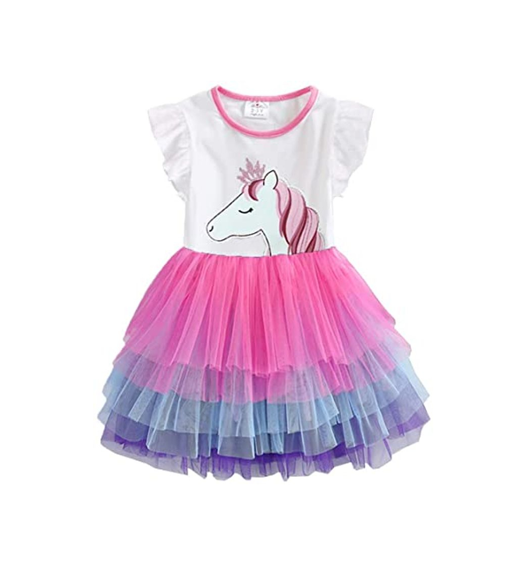 Product VIKITA Vestido Bordado Mariposa Algodón Tulle Tutu Sin Mangas Verano Niñas 2-8