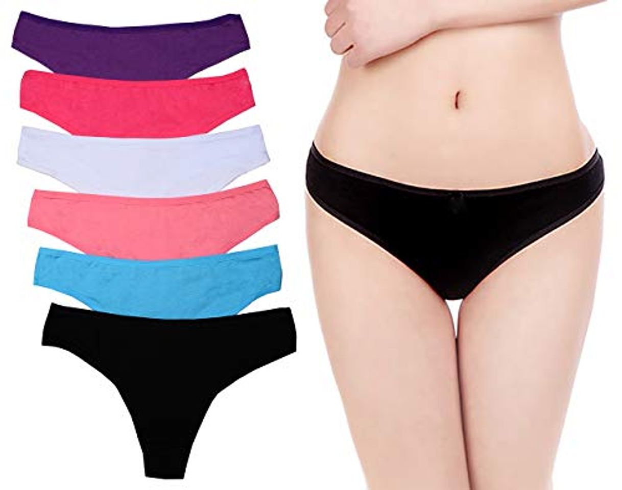 Fashion ABClothing Pack de 6 Mujeres Sexy Tanga de algodón Tanga Tangas Tanga Ropa Interior Vary XL