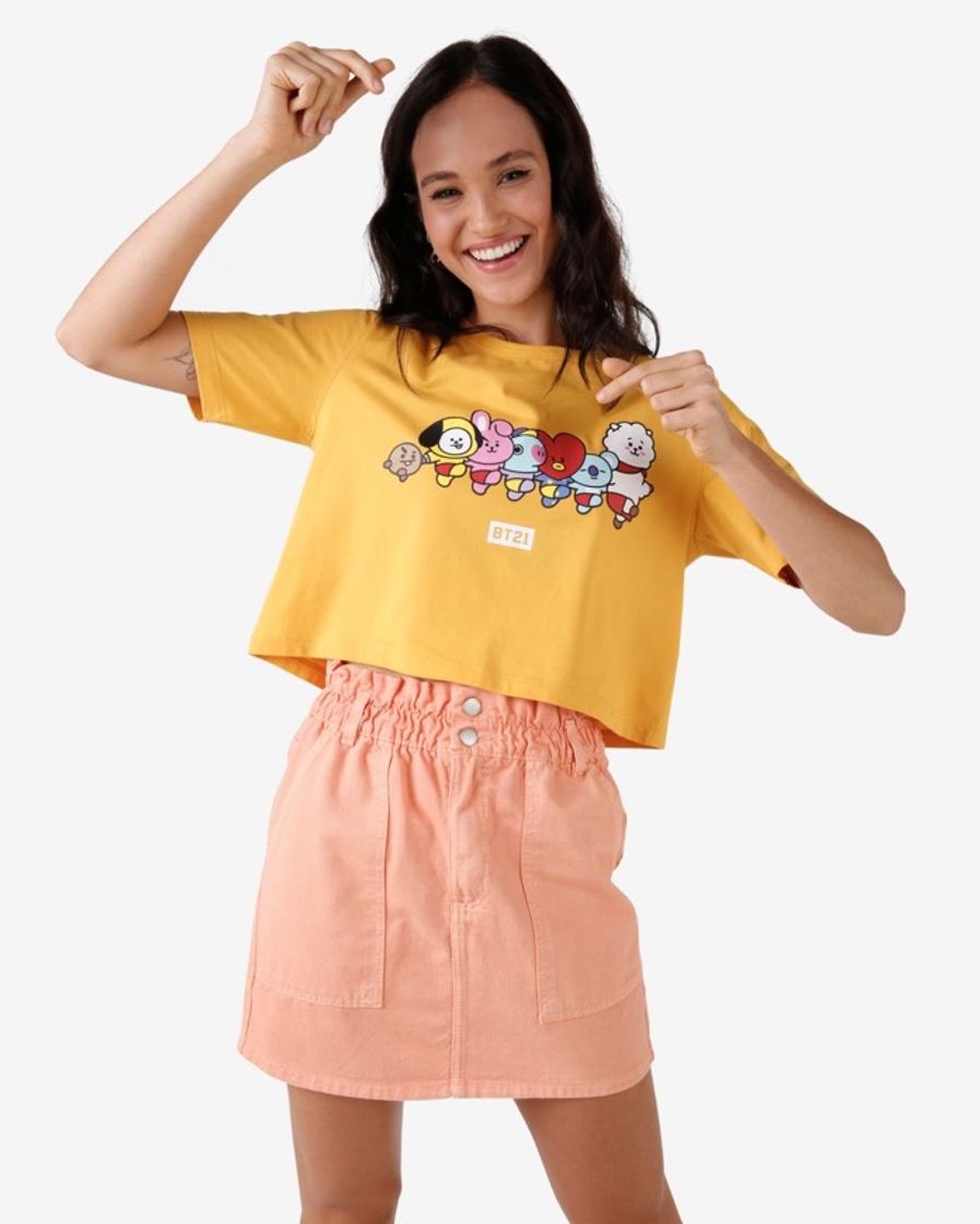 Fashion Top Cropped Manga Curta BT21🌸