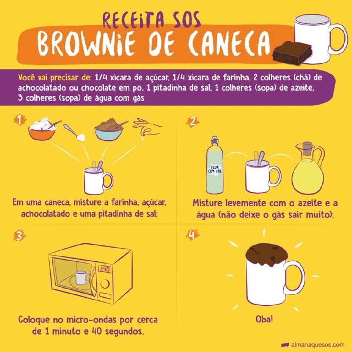 Fashion Receita brownie de caneca 🌻