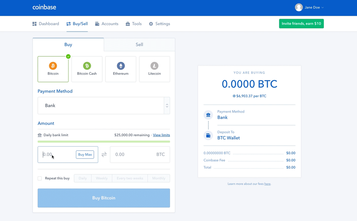 App Coinbase – Buy & sell Bitcoin