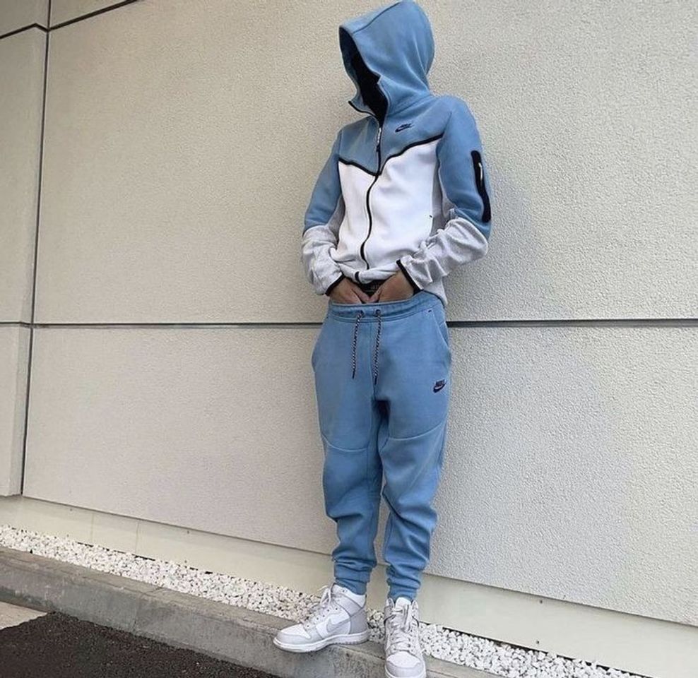 Moda Nike Tech Fleece [Azul e Branco]