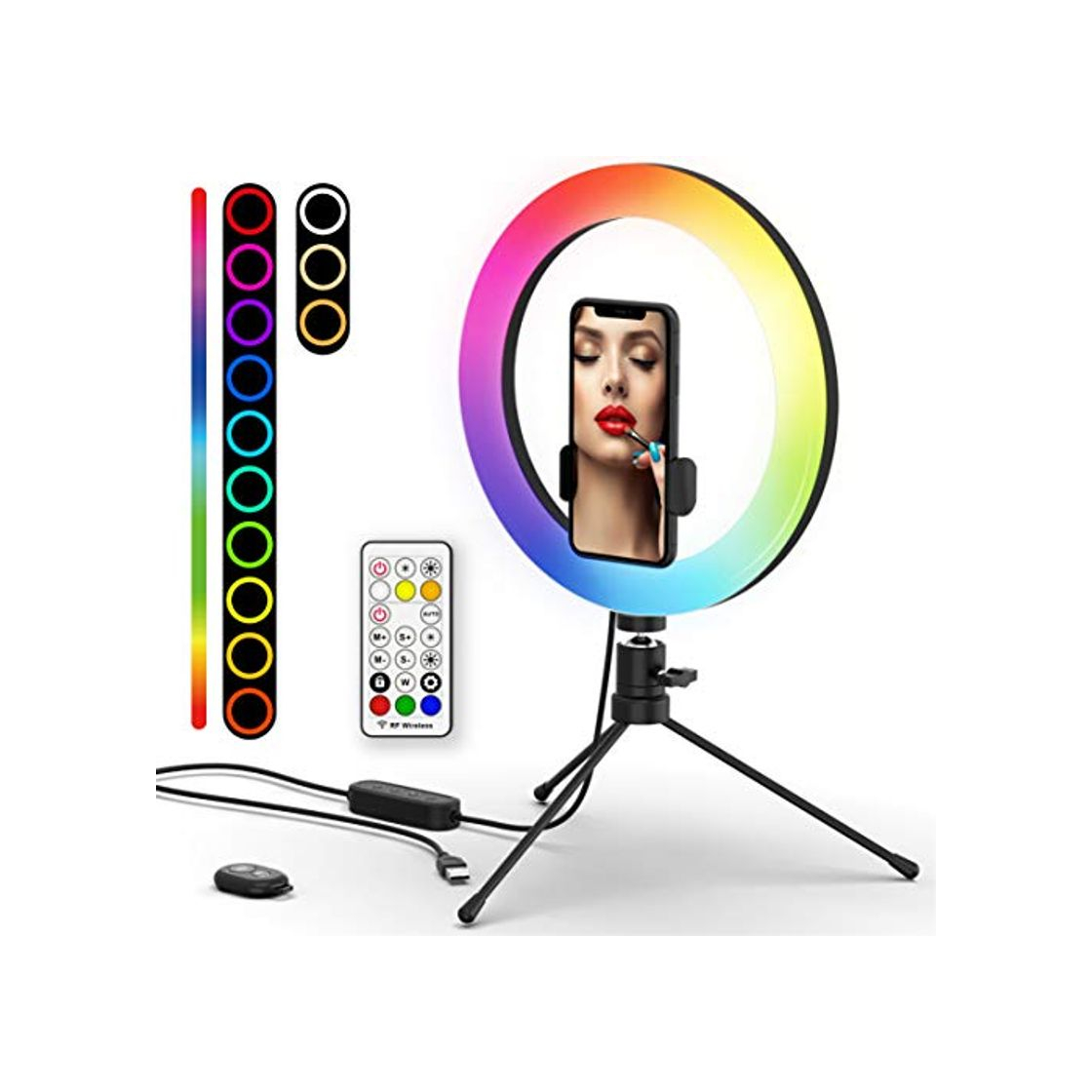 Social Luz de Anillo LED 10" con Trípode