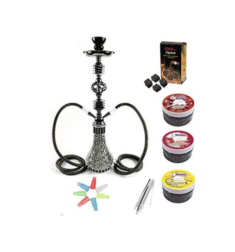 Kertou Shisha 55 cm 2 Manguera Hookah Cachimba Narguile agua tubo vidrio