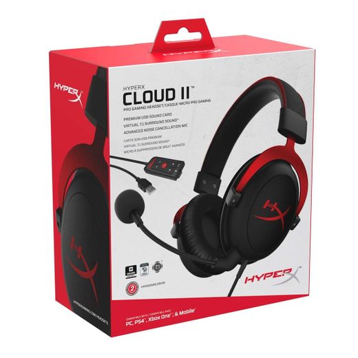 HyperX KHX-HSCP-RD Cloud II - Cascos de Gaming para PC/PS4/Mac