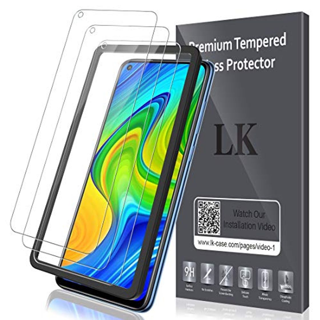 Product LK Protector de Pantalla para Xiaomi Redmi Note 9 Cristal Templado